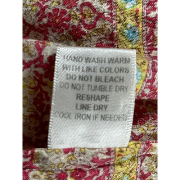 Aratta Silent Journey Mix Print Beaded Tunic Button Down Shirt Cotton size Small - Picture 8 of 8